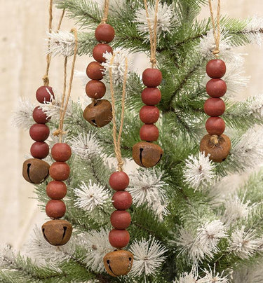 6/Set, Red Bead & Jingle Bell Ornaments - The Fox Decor